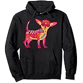 Dia de los Muertos or Calavera and Sugar skull chihuahua Pullover Hoodie