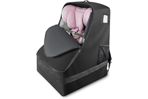 bruwaa Car Seat Bags for Air Travel, Large Durable Car Seat Travel Bag for Airplane, Airport Gate Check Bag, Infant Car Seat Cover for Airplane Travel - Black