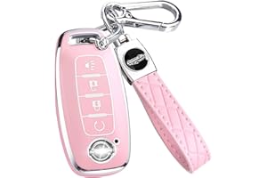 MONTAGUE Key Fob Cover for Nissan with Keychain Accessories, Premium Soft TPU Full Protection Key Case for 2023 2024 Pathfinder Rogue Kicks 2025 Smart Key Protector (4 Buttons, Pink)