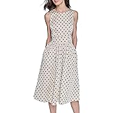 Karl Lagerfeld Womens Polka Dot Print Sleeveless Midi Dress
