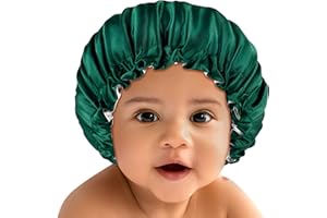 Fittia Baby Silk Satin Bonnet for Sleeping, Toddler Bonnet Sleep Cap for 3-18 Months, Smooth for Curly Hair No Frizzy, Green
