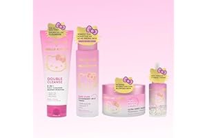 The Crème Shop x Hello Kitty Kawaii Klean Vault: Klean Beauty Skincare with Facial Cleanser, Strawberry Milk Toner, Pink Water Crème, Brightening Serum for Pure K-Beauty Experience