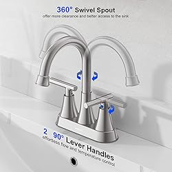 Bathroom Faucets for Sink 3 Hole, Hurran 4 inch