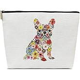 Ythuil French Bulldog Gifts Makeup Bag for Purse, Bulldog Lovers Gifts Cosmetic Pouch, Floral Makeup Pouch for Women Sister BFF Besties Dog Lovers, Frenchie Mom Stuff
