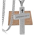 SKQIR Cross Necklace for Men with Bible Verse, Christian Religious Scripture First Communion Cross Chain Pendant for Boys Jewelry Stocking Stuffers Christmas New Year Gifts for Men