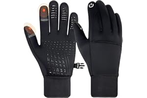 Yuhan Pretty Kids Winter Gloves Waterproof Touchscreen Warm Fleece Anti-Slip Bike Gloves for Boys Girls 4-10 Years Black