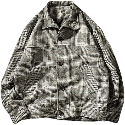 Amazon ミリケ チェック柄 ショート丈 ジャケット メンズ チェスターコート 秋冬 長袖 コート アウター テーラード カジュアル 千鳥柄 コート ジャケット 通販