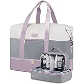 LOVEVOOK Weekender Bag, Large Travel Duffel Bag for Women with 2 Packing Cubes, Carry on Overnight Bag with Shoe Compartment, Mom Hospital Bags for Labor and Delivery
