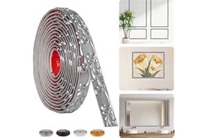 HOHNNYREET 16.4FT x 1.02'' Silver Peel and Stick Crown Molding Trim – Flexible Mirror Trim Peel and Stick, Self-Adhesive Decorative Edge for Frames & Cabinets