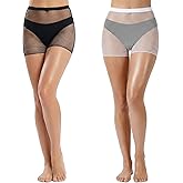 Quilax 2PCS Fishnet Stockings for Women, Mesh Biker Short Black, High Waisted Elastic Cycling Biker Short
