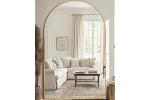 Furnbar Full Length Mirror, 72"x44" Arched Full Body Mirror, Oversized Mirror, Floor Mirror, Leaning Free Standing Mirror, Hanging Mounted Large Mirror for Bedroom Dressing Room, Cloakroom, Gold