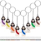Yelakey 50 Pcs Baby Jesus Love You Figurines Keychains Mini Jesus Figures Key Chains, Christian Keychain Bulk Tiny Figurine Gift for Easter, Baptisms, Bible Studies
