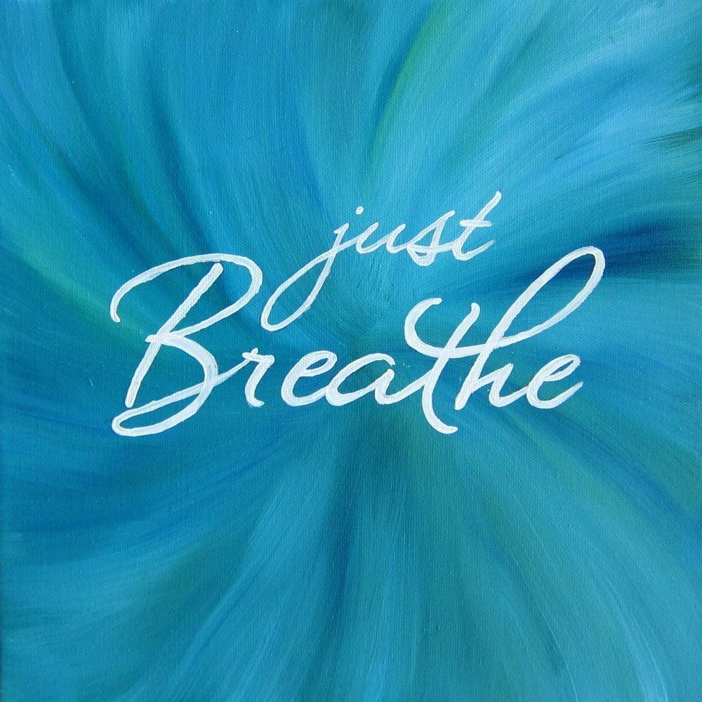 Just Breathe 8x8 Inch Square Wall Art Inspirational Quote