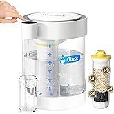 Waterdrop Glass Large 22-Cup Rechargeable Water Filter Dispenser, Reduce 70+ Contaminants, Instant Eco-Friendly Countertop Water Filter System, 5-Stage Soften Water Pitcher, with 1 Filter