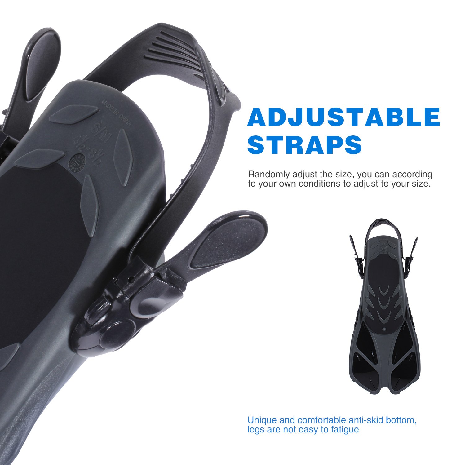 CAPAS Snorkel Fins, Swim Fins Travel Size Short Adjustable for