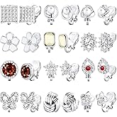 NEWITIN 12 Pairs Clip On Earrings for Women Cute Earring Crystal Pearl Stud Charming Fashion Earring Non Piercing Clip on Stud Earrings for Women