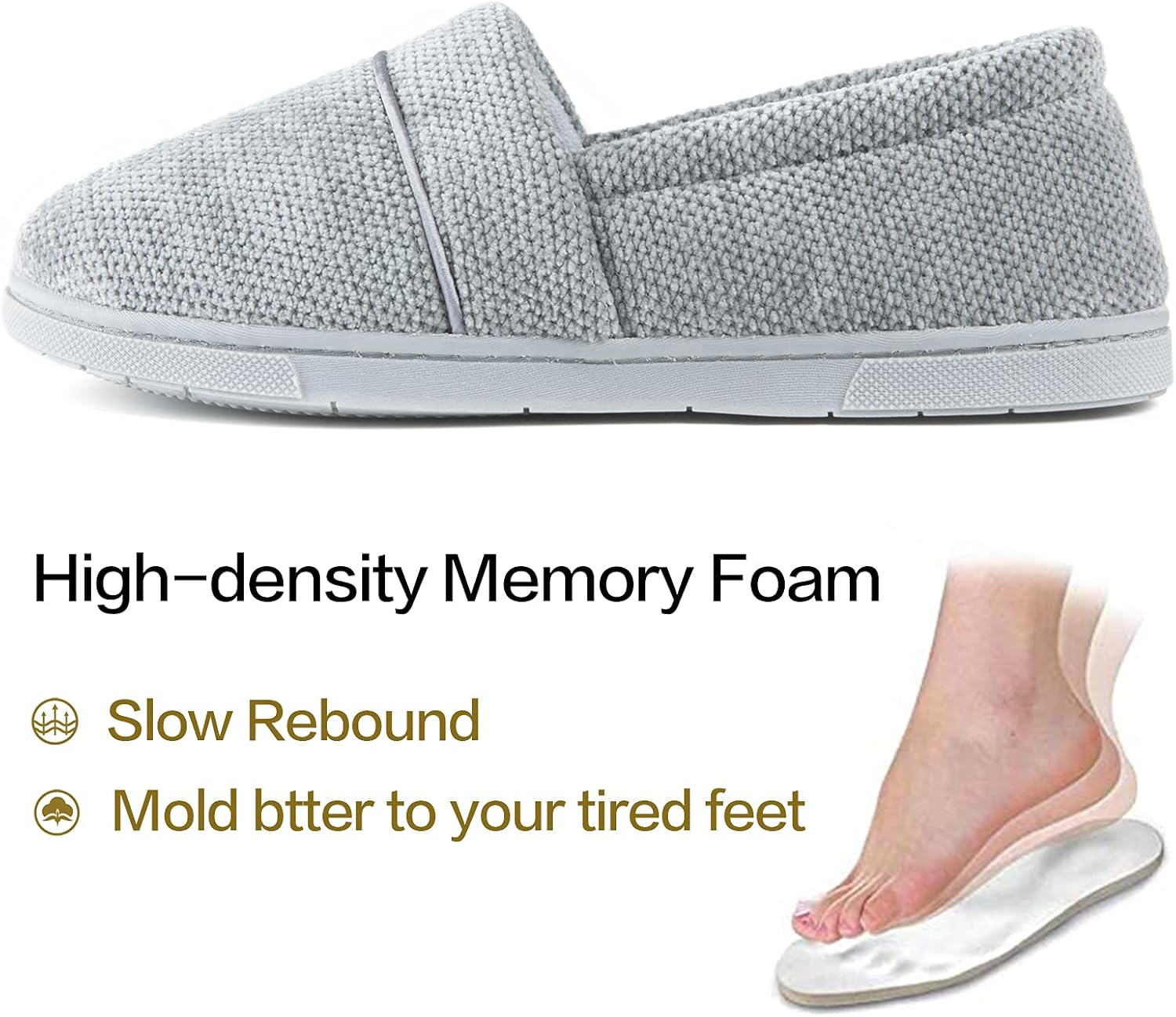  | ULTRAIDEAS Women’s Cozy Memory Foam Slipper, Lightweight Chenille House Shoes with Indoor Anti-Skid Rubber Sole | Slippers