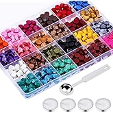 Paxcoo 624Pcs Sealing Wax Beads, Sealing Wax for Wax Seal Stamp, Hexagon Wax Seal Beads with A Wax Spoon (24 Colors)