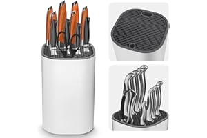 Ninonly Knife Block Without Knives 2 in 1 Universal Square Knife Holder for Kitchen with Scissors Slot Space Saving Detachabl