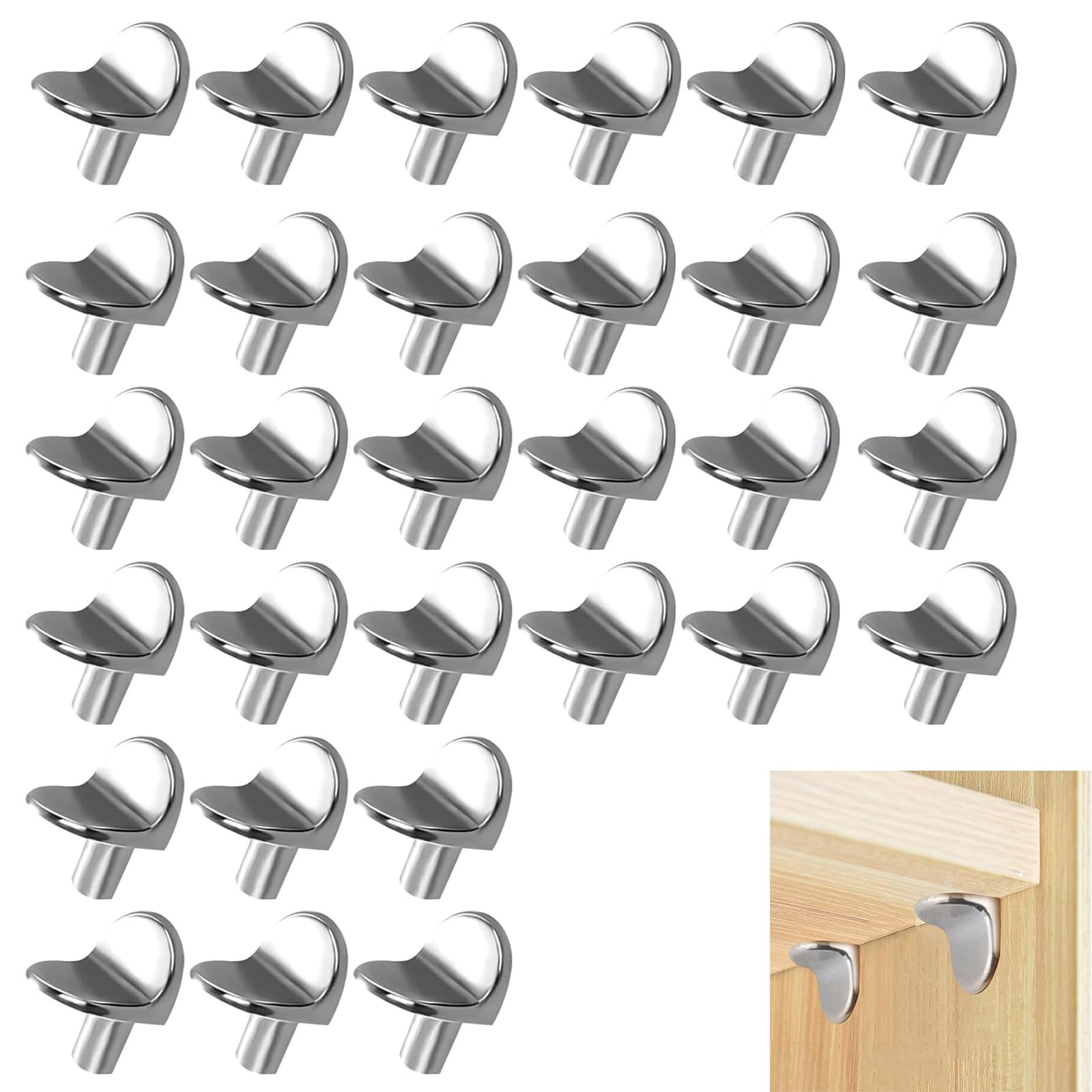 Shelf Support Pegs 30PCS,Cupboard Shelf Pegs Thickened Metal,Kitchen Cupboard Shelf Pegs Anti-Rust Finish,Kitchen Shelf Pegs for Bookshelves,Closets,Cabinets,5mm,Wardrobe Shelf Pins