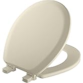 Mayfair Cameron Biscuit Toilet Seat, Non Slip Heavy Duty Wood, Easy Clean, Made in USA, Round