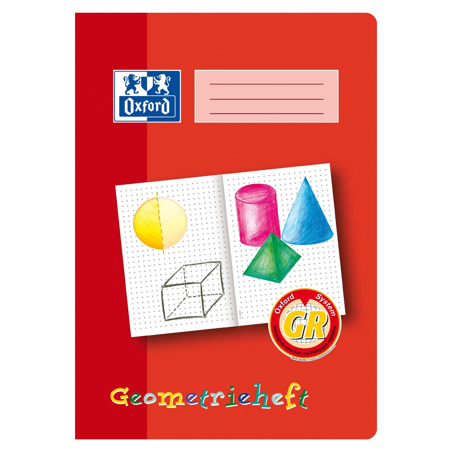 Oxford 100050109 Geometry Pad A4 Primary School Line Rulings 90 GSM Optic Paper 16 Sheets Pack of 10 Red