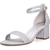 mysoft Women's Chunky Low Heels Open Toe Block Heeled Dress Ankle Strap Pump Wedding Sandals