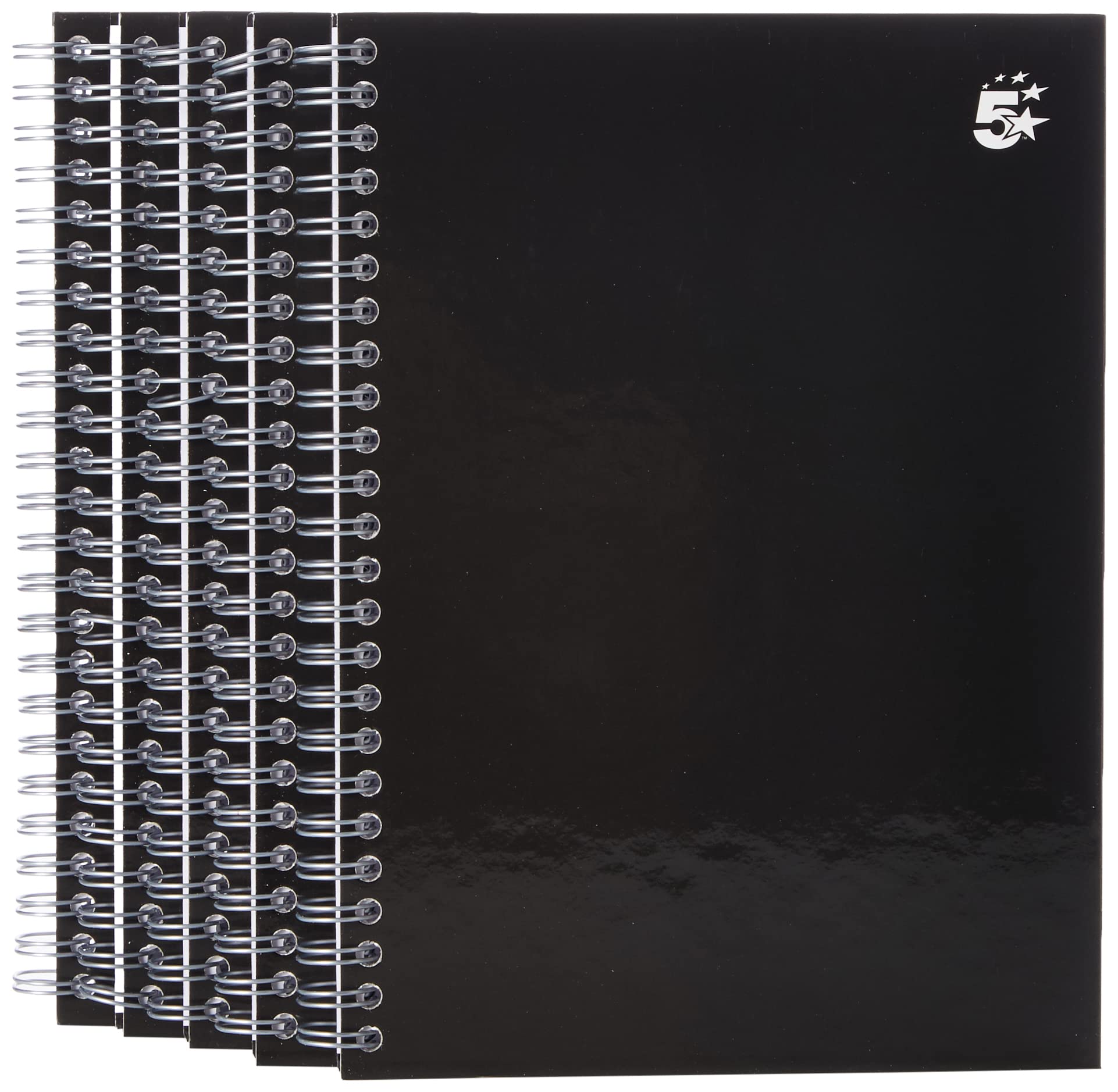 5 Star Notebook Wirebound Hard Cover Ruled 80gsm A5 Black [Pack of 5]