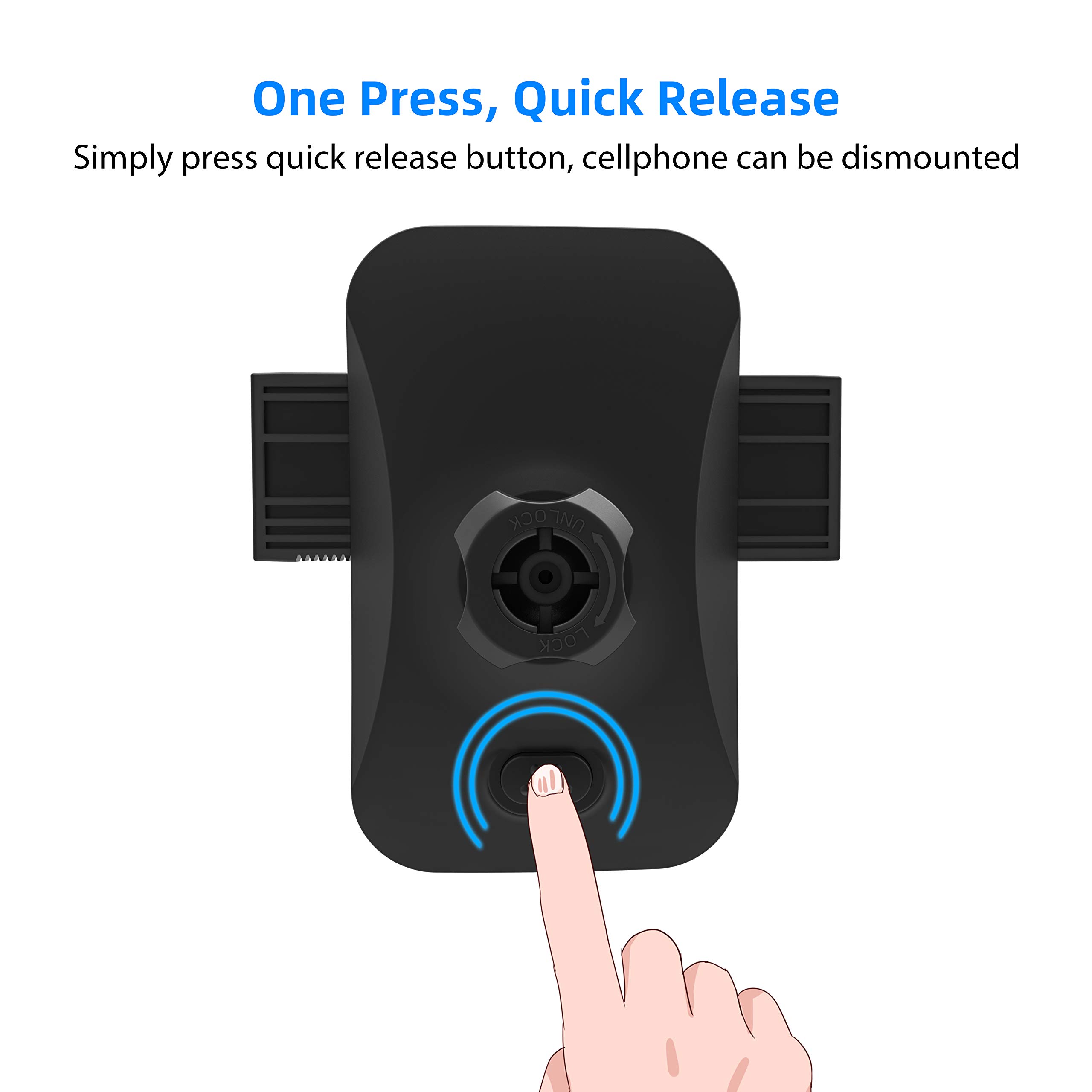 Amazon Basics Universal Portable Smartphone Holder for Car, Easy to Install Air Vent Mount, Adjustable and Secure, Grey
