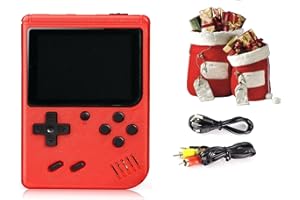 AWF TOMRROM Handheld Game Console, Portable Retro Game Console with 400 Classical FC Games, 1020mAh Rechargeable Battery Support for Connecting TV and Two Players, Christmas Birthday Gifts (RED)