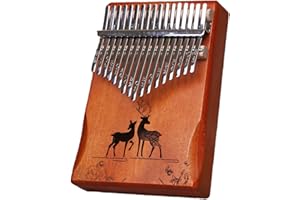 LYDESY Kalimba 17 Keys Thumb Piano for Beginners – Easy to Learn Solid Wood Mbira Instrument with Tuning Hammer & Gift Bag, Perfect Holiday & Christmas Gift for Adults & Kids Classic Brown