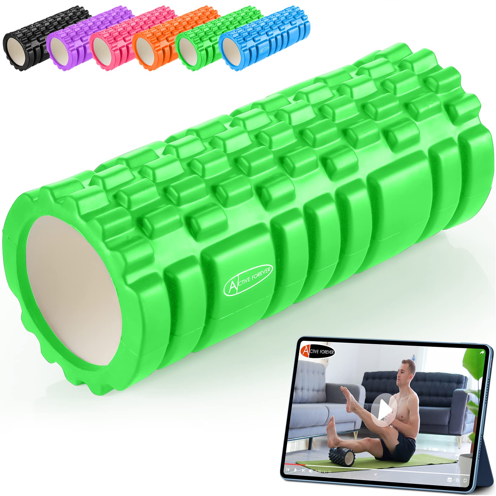 Active Forever Foam Roller for Deep,Massage Roller for Back,Foam Roller for Legs,Exercise Roller,Used in Verious Plases Such as Homesoffice Yoga Classes and Gyms.(Green)