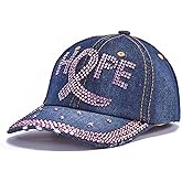 Bling Women's Rhinestone Baseball Cap,Shiny Denim and Diamonds Hat,Sparkling Mom Hat,Fun Baseball Hat