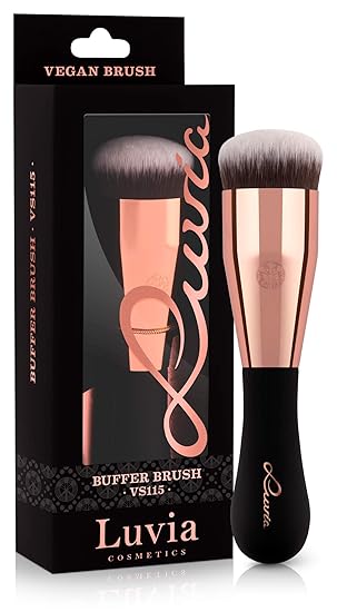 Luvia Kabuki Foundation Make-Up Pinsel - Vegan Signature VS115 Buffer Brush Schminkpinsel In Schwarz/Rosegold - Kosmetikpinse