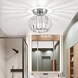ZYDTRIP Crystals Ceiling Light Fixtures 2 Pack Small Semi Flush Mount Silver view 7