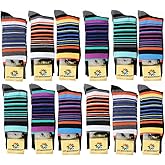 USBingoshop Mens Cotton Argyle Striped Solid Ribbed Black Crew Dress Socks