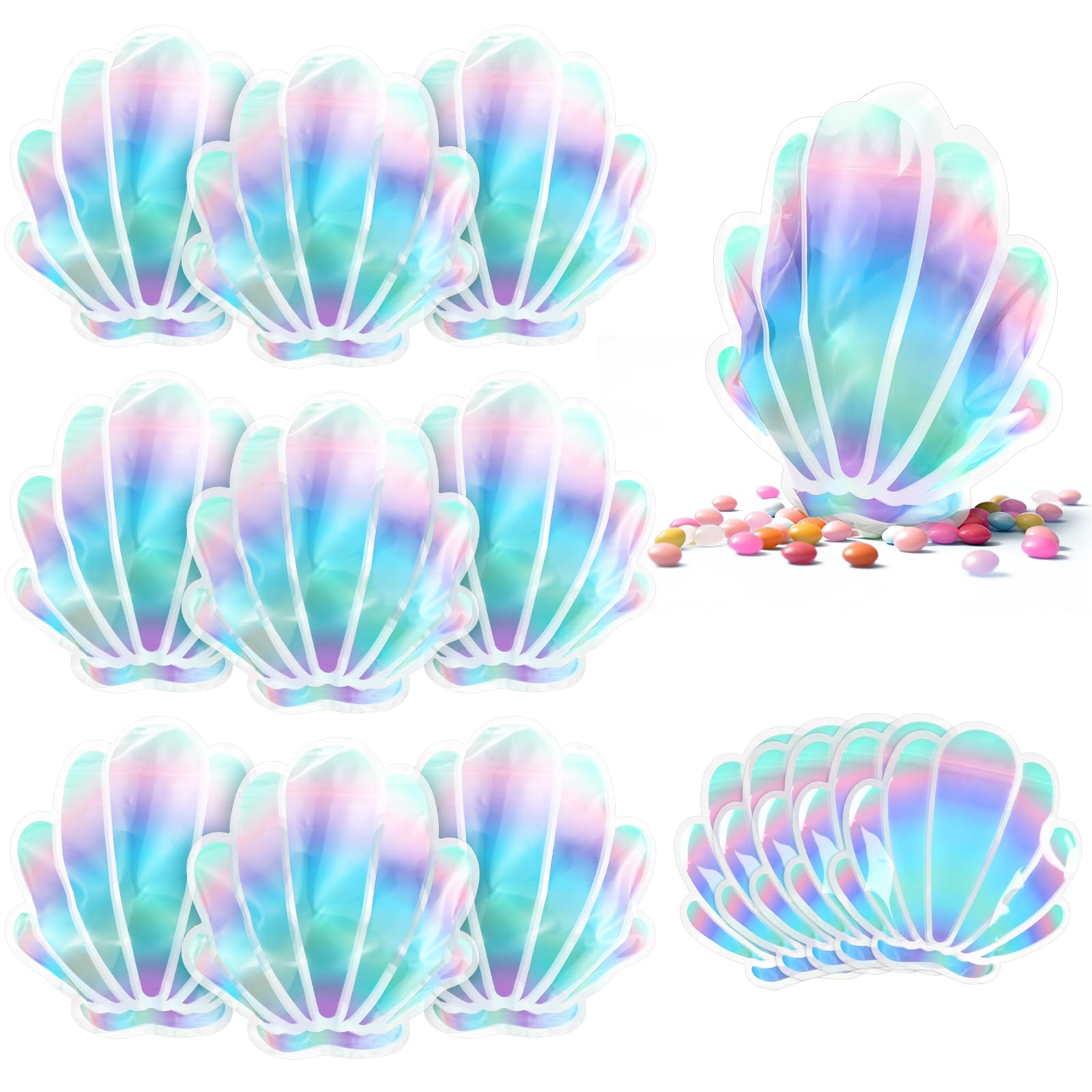 Photo 1 of Watersay 50 Pcs Seashell Bag Mermaid Party Favors Hangover Recovery Kit Goodie Gift Bags for Under the Sea Birthday Bachelorette Party Favor Supplies
