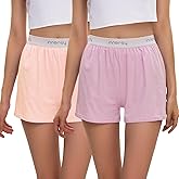 INNERSY Boxer Shorts for Women Cotton Sleep Shorts Soft Lounge Pajama Bottom 2-Pack