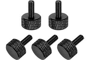 MECCANIXITY 5 Pcs M4x10mm Flat Head Knurled Thumb Screws, Solid Aluminum Alloy Fully Threaded Thumbscrew Bolts Fasteners for PC Computer Cases Graphics Card, Black