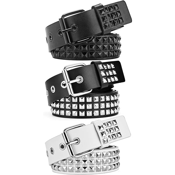 XZQTIVE Studded Belt Metal Punk Rock Rivet Belts for Women/Men