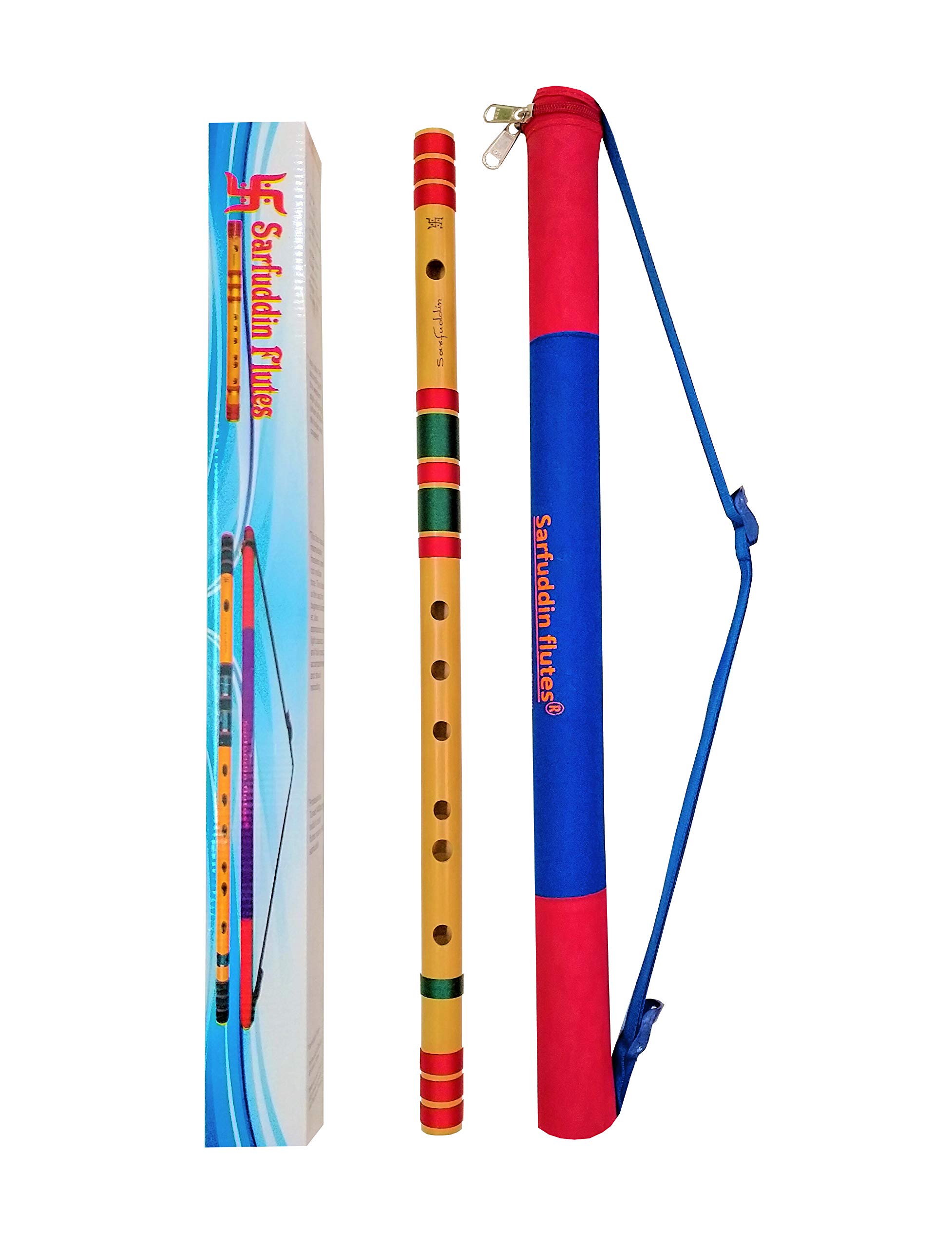 Sarfuddin Flutes G Sharp Base Right Hand Size 24.5 Inches Bamboo Flutes Bansuri With Carry Bag