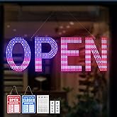 Thirdpolite LED Open Signs for Business, 48" x 17" Large Open Sign LED with 3 Scene Modes, Ultra Bright Adjustable Light Up Sign for Storefront Window Glass Door Shop Store Bar Cafes Restaurant (US Flag)