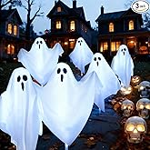 3Pack Halloween Solar Pathway Lights Ghost Stake Lights, Solar Powered Outdoor Decor for Yard, Lawn, Party & Halloween Decoration