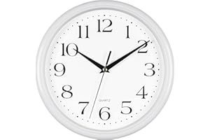 Bernhard Products White Wall Clock Silent Non Ticking 10 Inch Quality Quartz Battery Operated Round Easy to Read Home/Kitchen/Office/Classroom/School Clocks