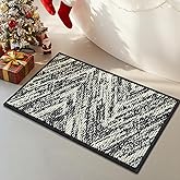 HRILO Woven Bath Mat, Modern Bathroom Rug Non-Slip, Washable, Ultra-Absorbent, Quick-Drying Minimalist Bathroom Decor(Black,36"x24")