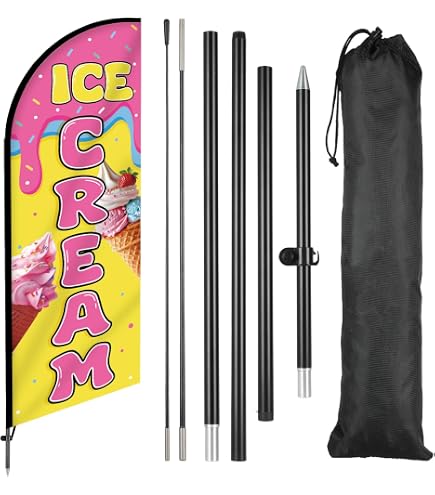Amazon.com : Remagr Ice Cold Drinks Feather Flag 7 ft Advertising