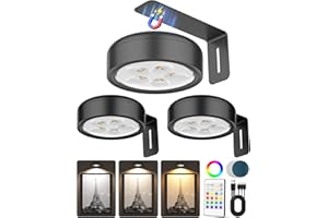 Picture Lights for Wall,2000mAh Rechargeable Magnetic LED Puck Lights with Remote,3 Color Temps and 12 RGB,Dimming & Timer,Wi