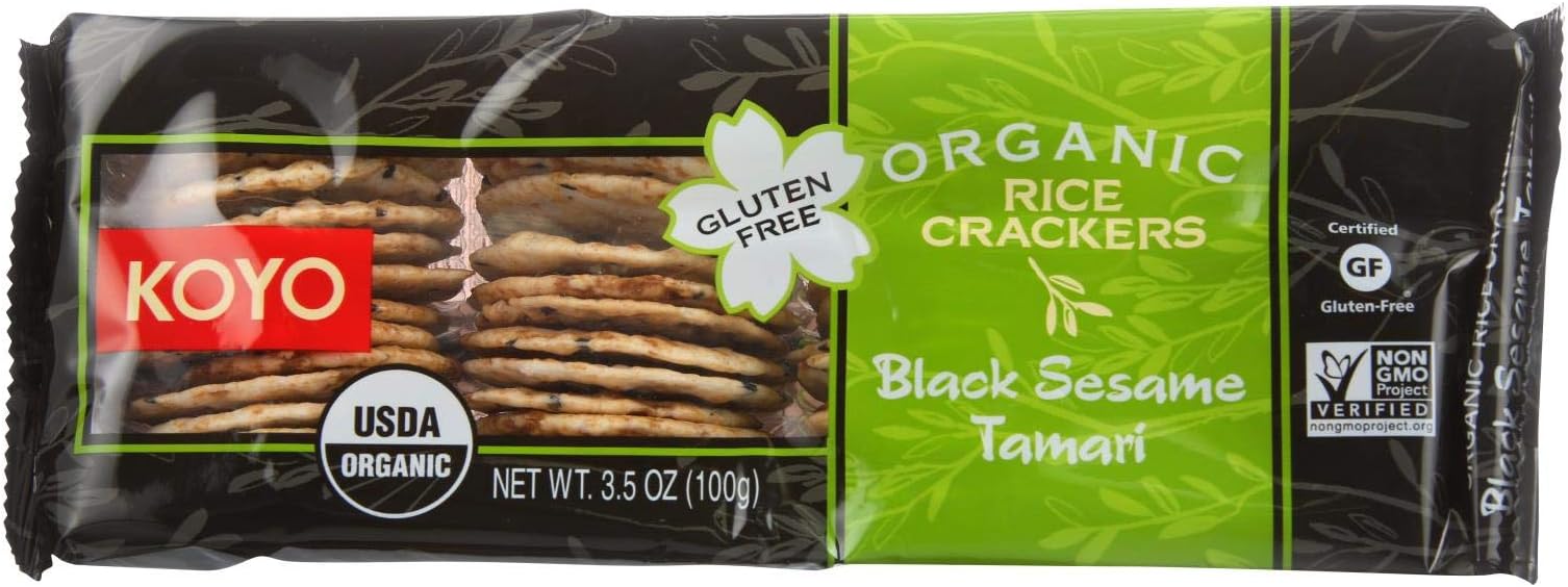 Koyo Organic Rice Crackers Black Sesame -- 3.5 Oz (Pack of 12)