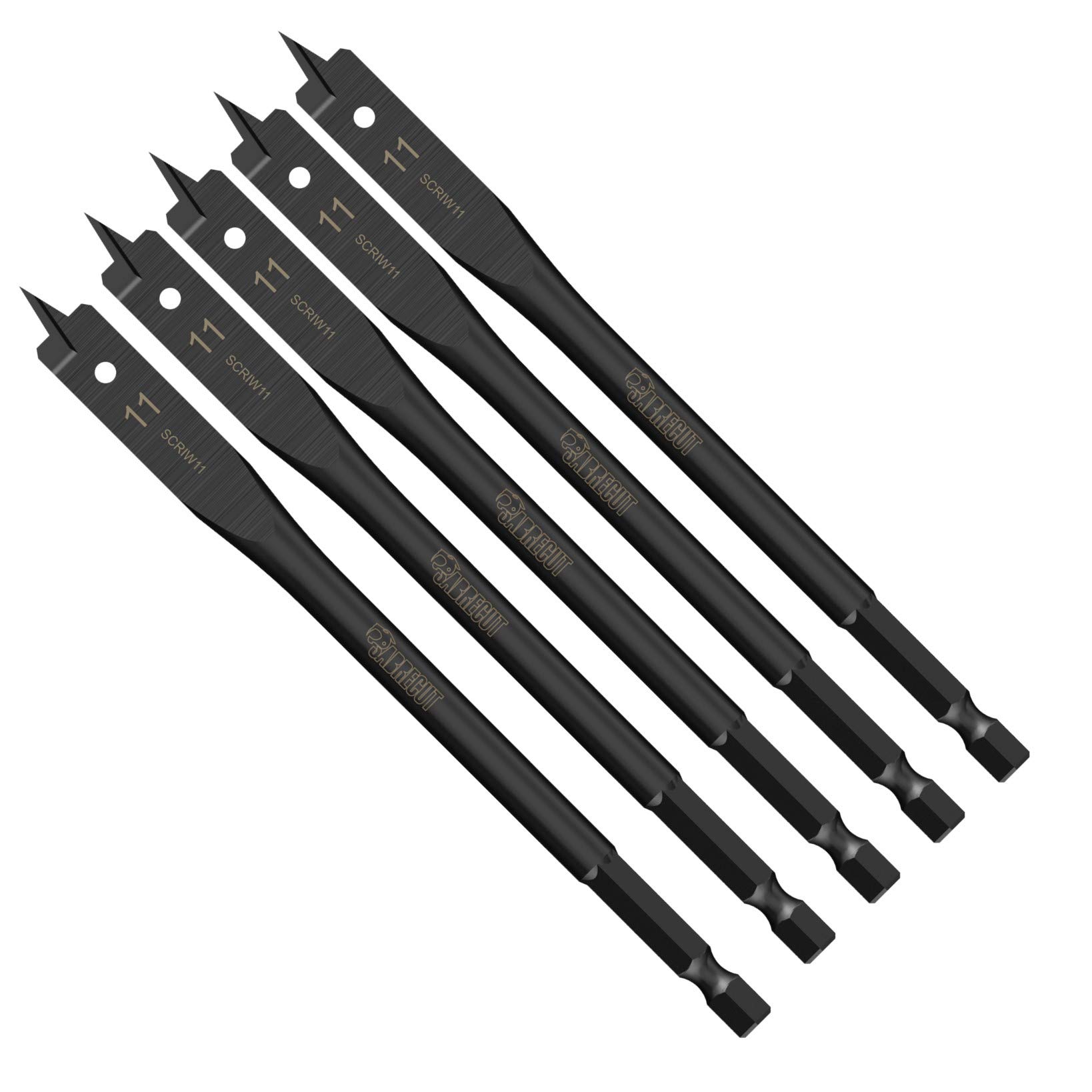 5 x SabreCut SCRIW11_5 11mm x 152mm Impact Rated Flat Wood Spade Bits for Softwood Hardwood Chipboard