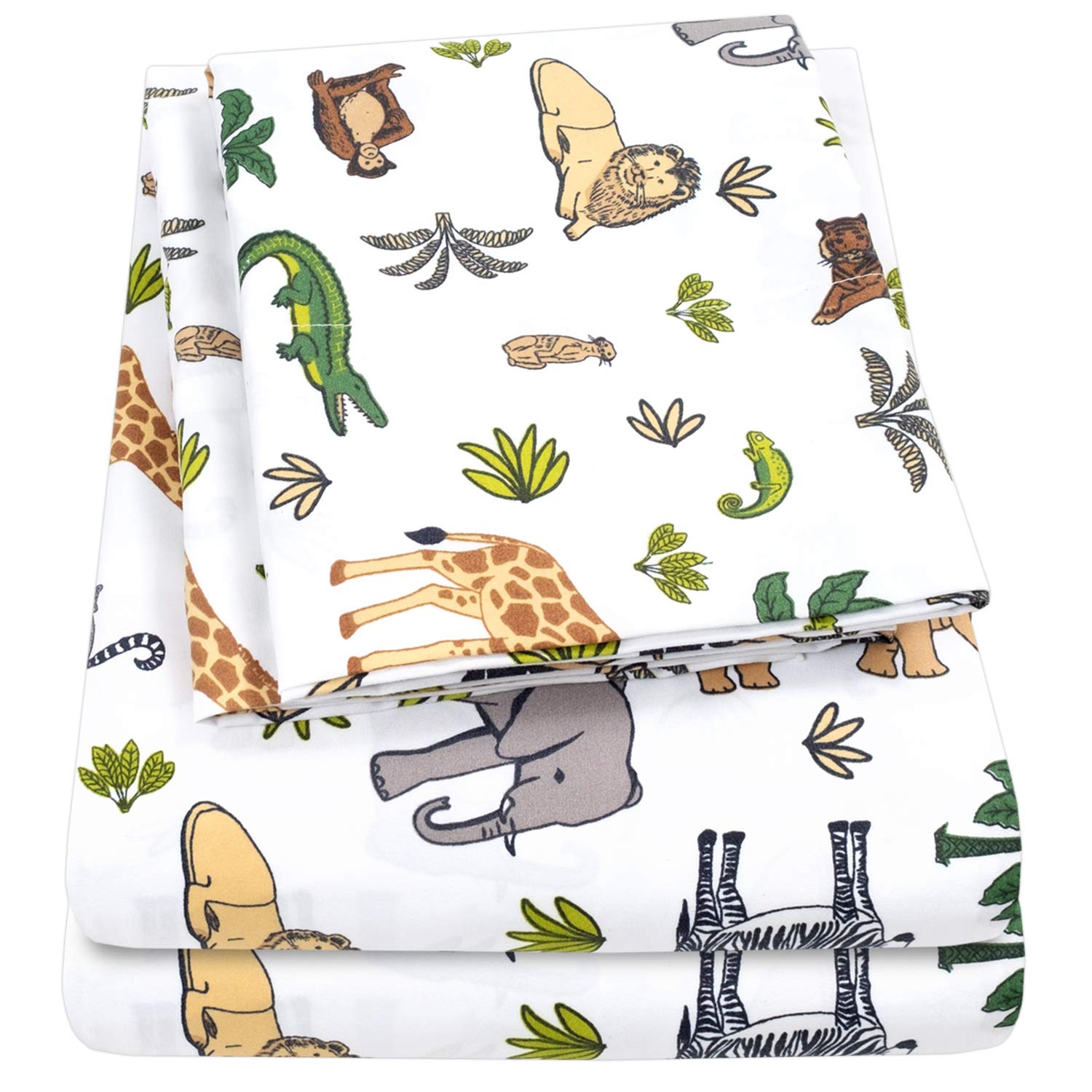 1500 Supreme Kids Bed Sheet Collection - Fun Colorful and Comfortable Boys and Girls Toddler Sheet Sets - Deep Pocket Wrinkle Free Soft and Cozy Bedding - Twin, Wild Animal